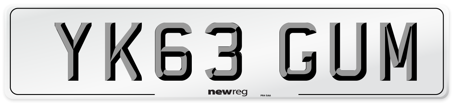 YK63 GUM Number Plate from New Reg